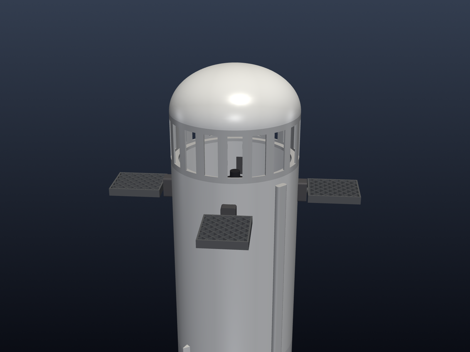 Booster grid fins and hot-stage ring render